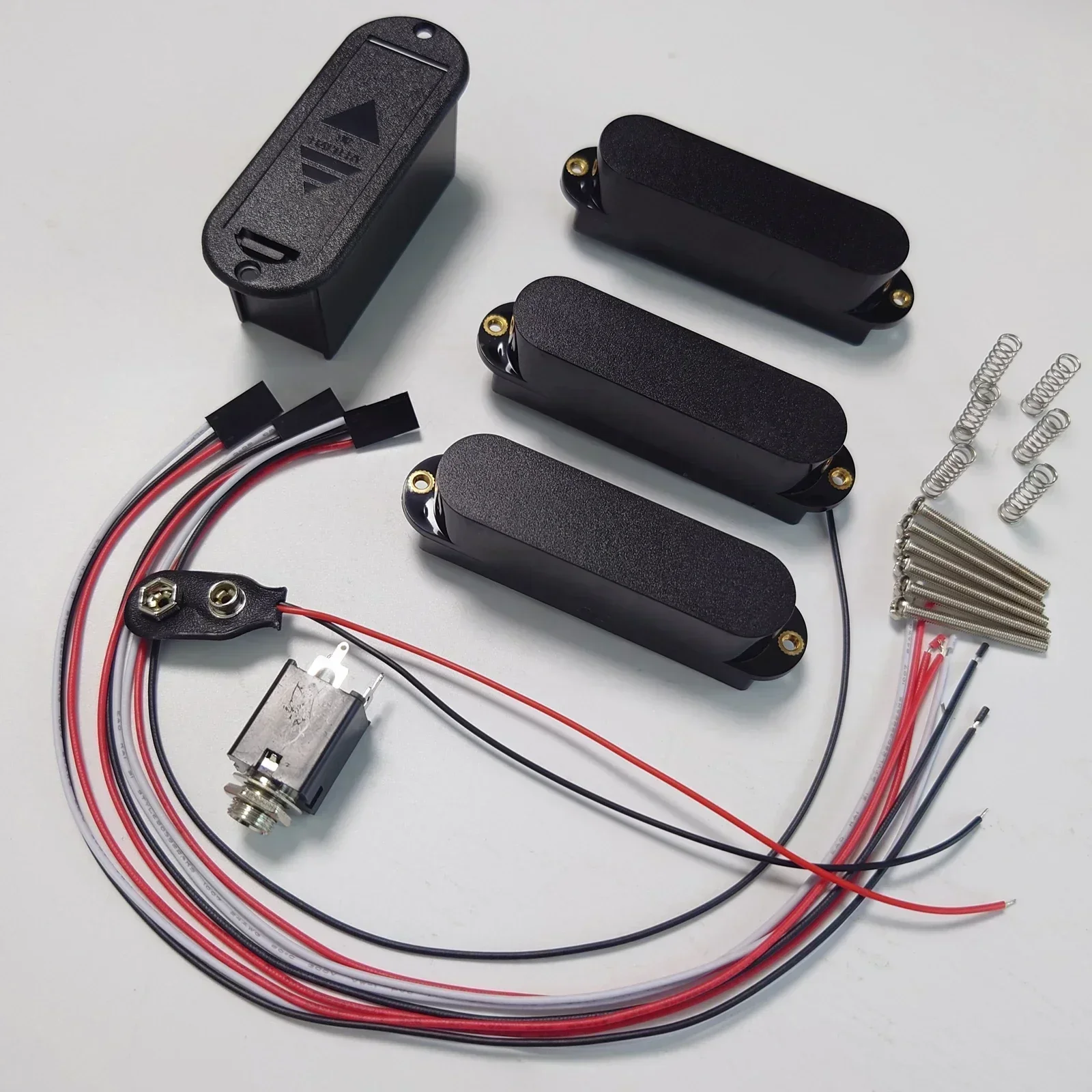 Guitar Active Pickup SSS Single Coil Guitar Pickup Neck Middle and Bridge Guitar Pickup Set Black with Wiring Harness