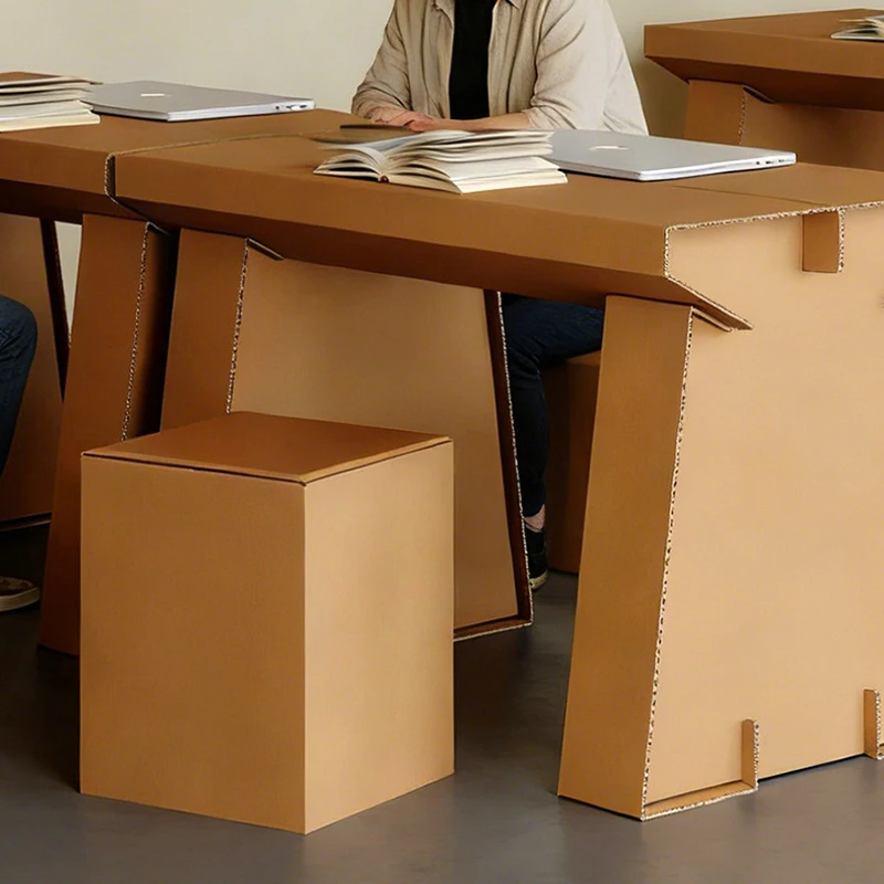 I405 Corrugated Paper Desk Display Cabinet Exhibition Table Decoration Home Folding Stand