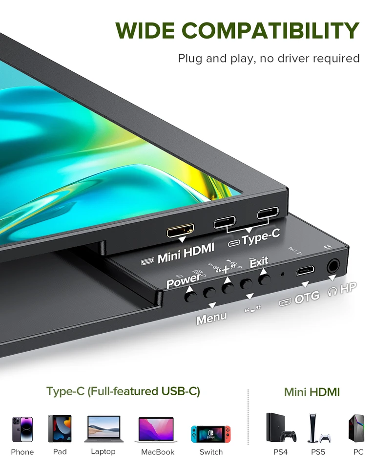 UPERFECT 14インチ 3:2 QHD IPS ポータブルモニター 2K 1440P FreeSync