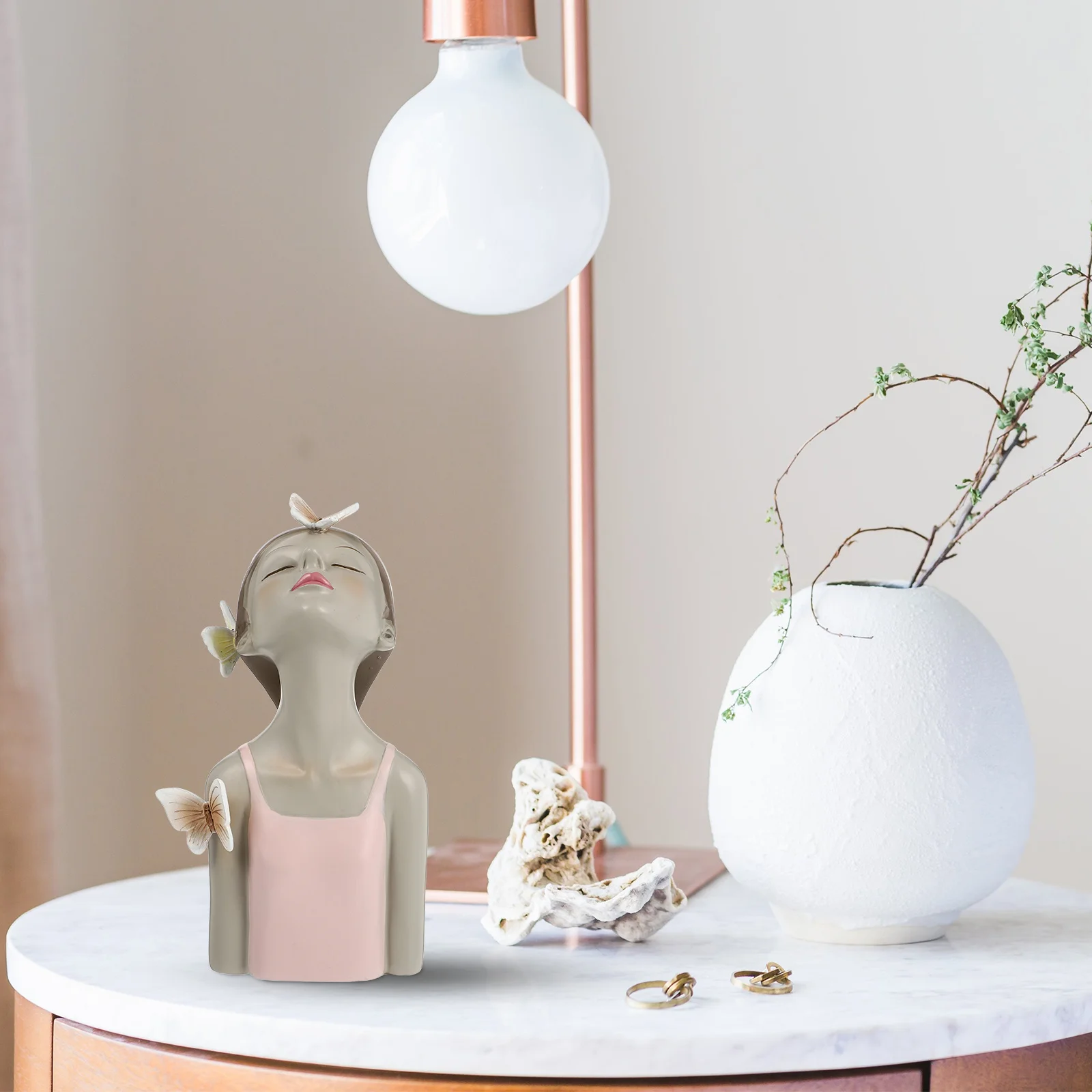 

1Pcs Girl Sculpture Adornment Resin Desktop Ornament Elegant Decorative Statue Tabletop Modern Home Decoration Butterfly