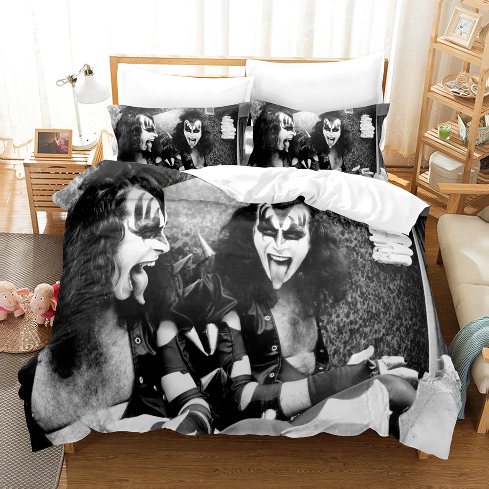 Kiss Rock Band Music 3D Duvet Cover Bedding Set Polyester Pillowcases Quilt Cover Fashion Home Decor Gift Twin King Queen