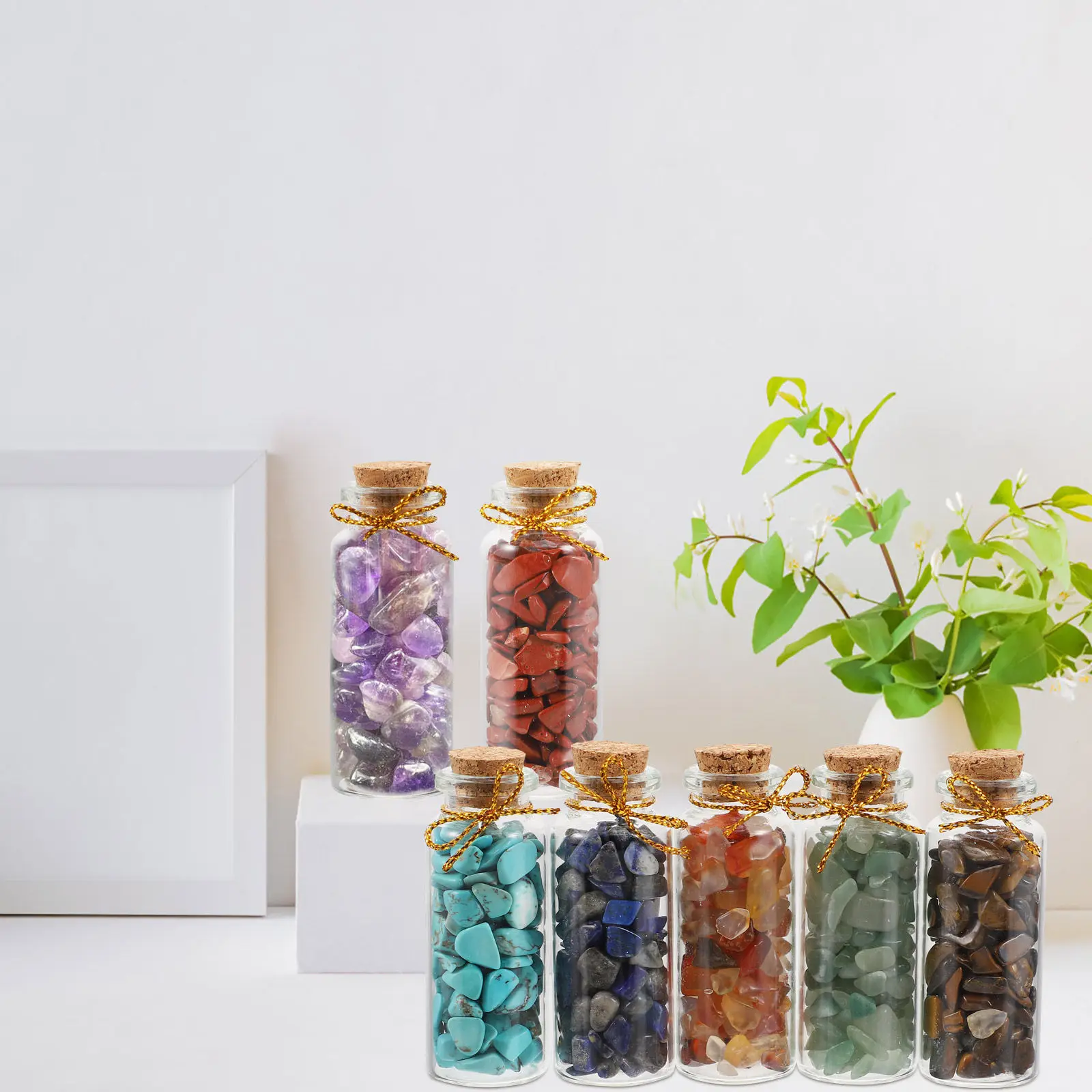 7pcs Wishing Bottles Set – Decorative Glass Mini Drift Bottles for Home, Office Decoration & Unique Gift