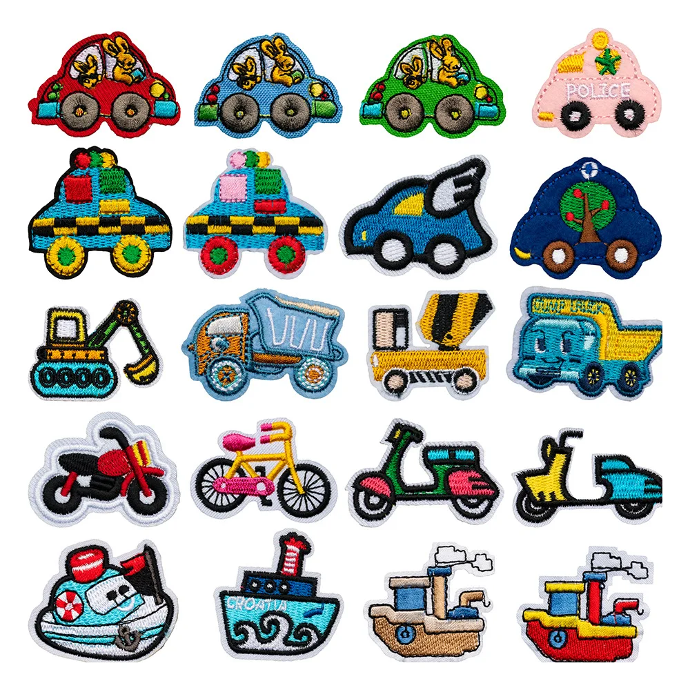

Cartoon Car Series Motorcycle Ship Sew/Iron On Patches for DIY Clothes Hat Coats Jeans T-shirt Sweaters Bags Socks