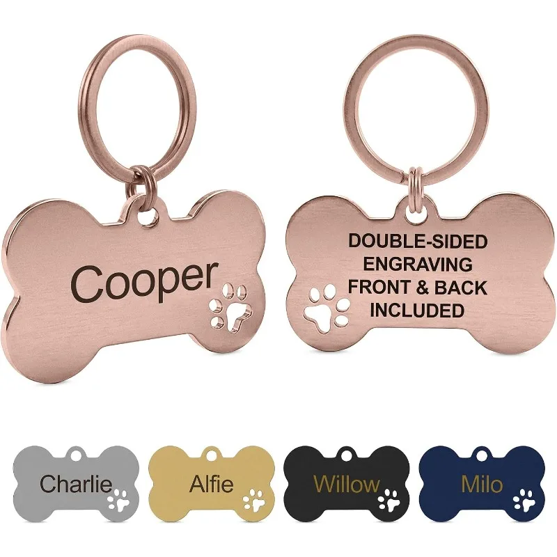 Personalisierter Haustier-ID-Anhänger mit kostenloser Gravur, Schlüsselanhänger für Katzen und Hunde, Knochen- und Pfotenform, Haustierzubehör – Detail 6