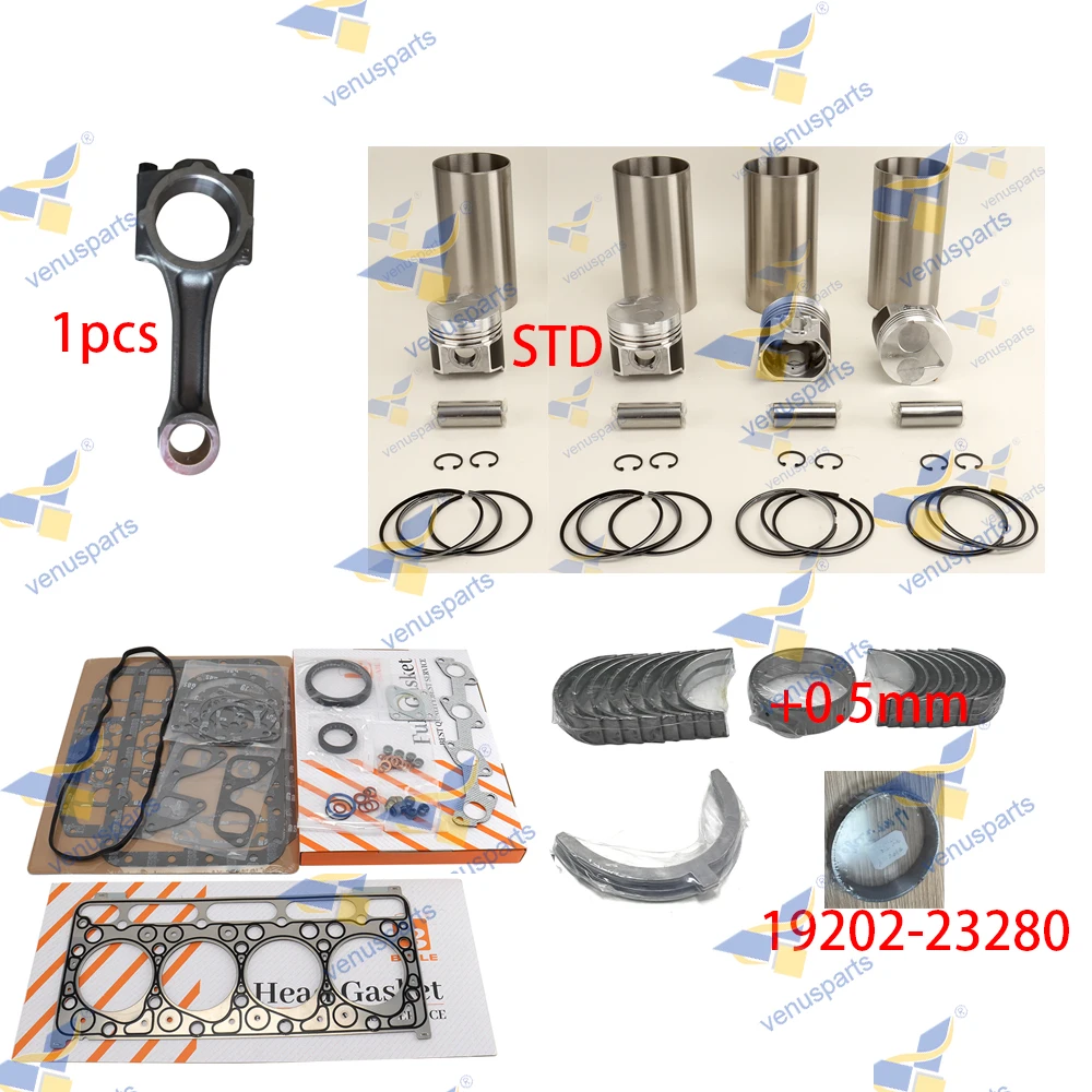 For Kubota V2003 V2003M Overhaul Rebuild Kit Piston Rings Cylinder Liner Full Gasket Set Main Bearing Repair Engine Parts