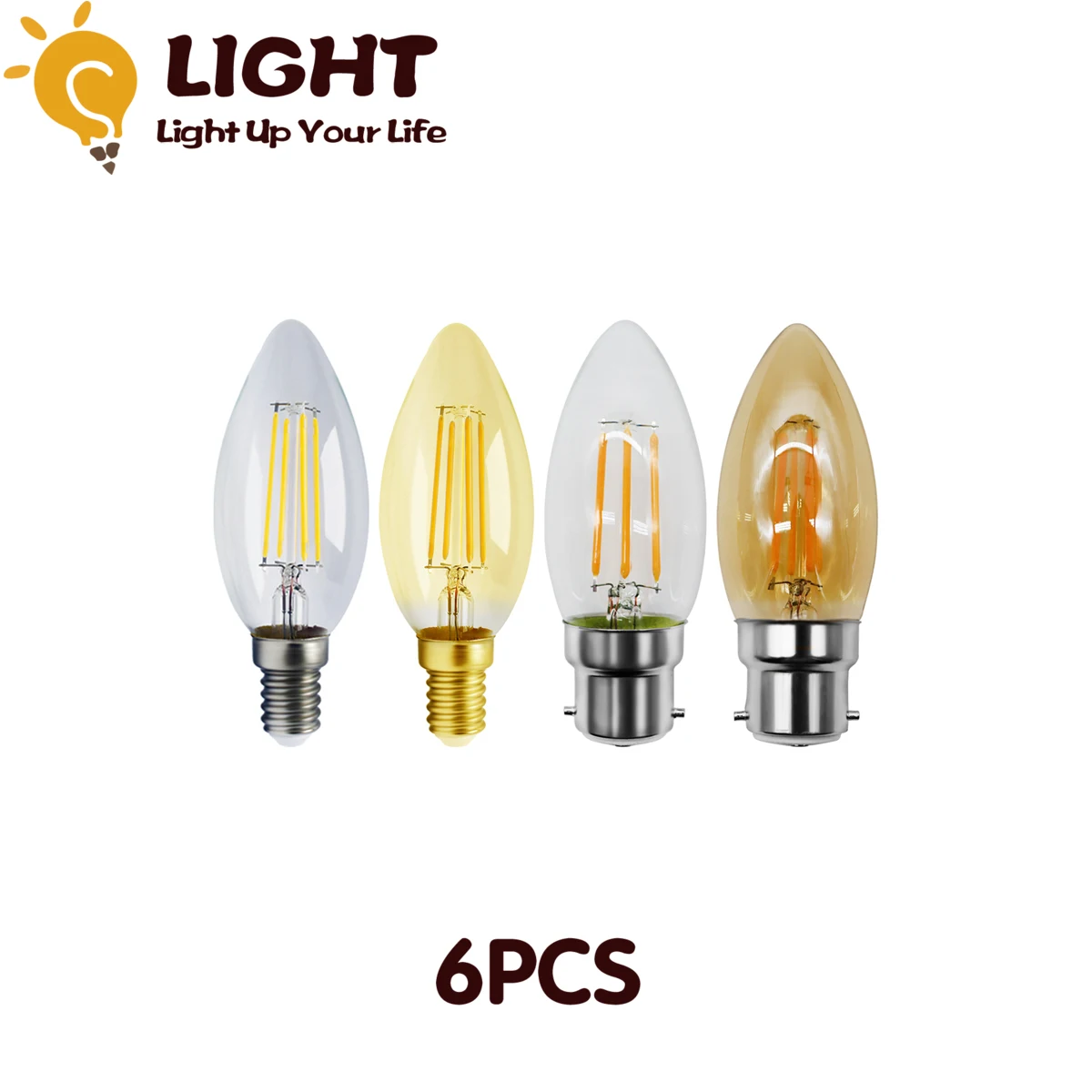 

6pcs/Lot LED Filament Bulb C35 4W Retro Edison Lamp E14 B22 Bombillas 220V-240V Vintage Lamp 2700K 4000K Indoor Home Lighting