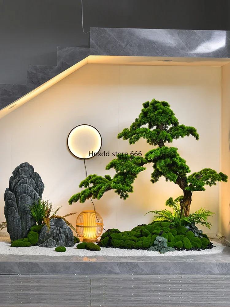 

New Chinese rockery stone decorative ornament under the stairs of indoor landscaping tea room