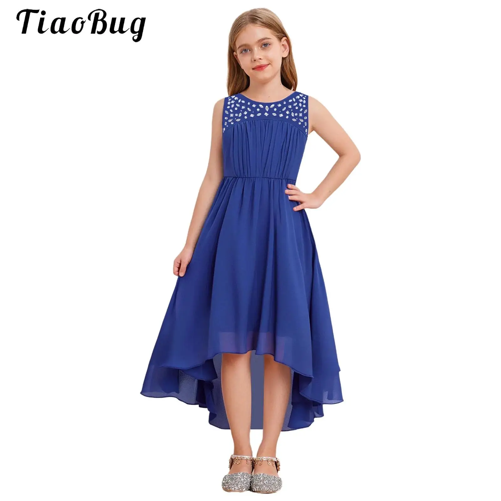 

Girls Princess Dress Shiny Beaded Tulle Flower Pageant Birthday Party Wedding Bridesmaid Girl Dresses Evening Prom Chiffon Gown