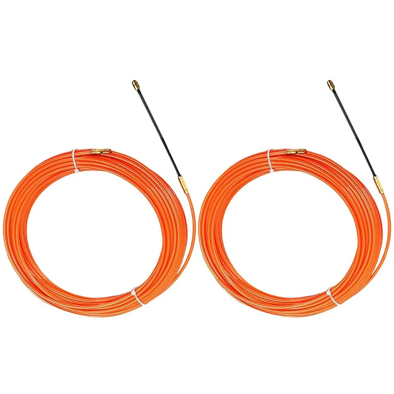 

2X 4Mm 15 Meter/30 Meter Orange Guide Device Nylon Electric Cable Push Pullers Duct Snake Rodder Fish Tape Wire