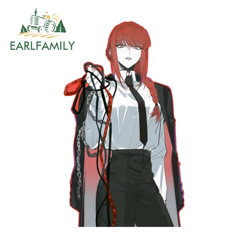 EARLFAMILY Makima Black Suit Car Stickers Queen Decoration Beautiful High Quality Car Wiper Door Window Luggage Stickers