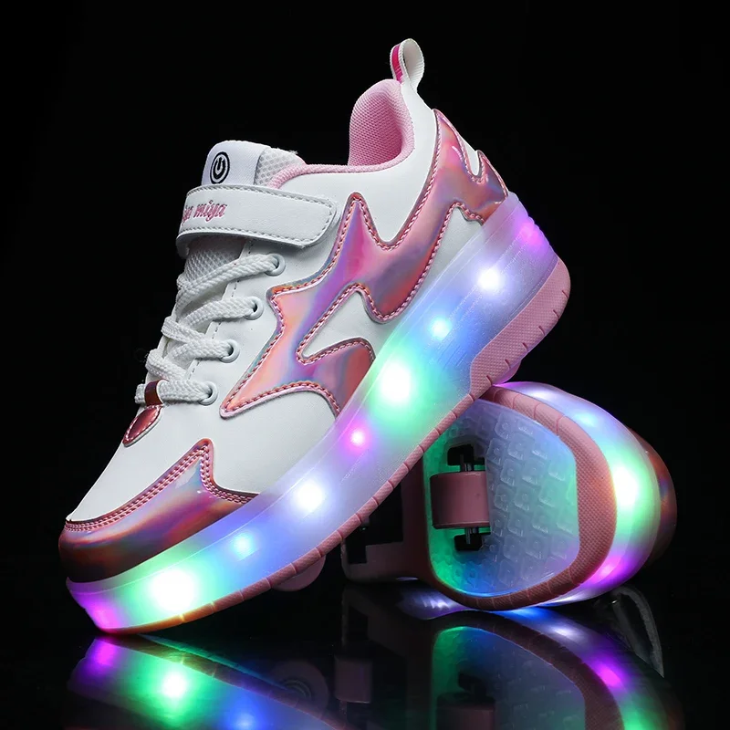 Students Roller Skating Fashion Boots Children's Birthday Gift Shoes Kids Party Lighted Shoes Christmas Gift for Boys and Girls