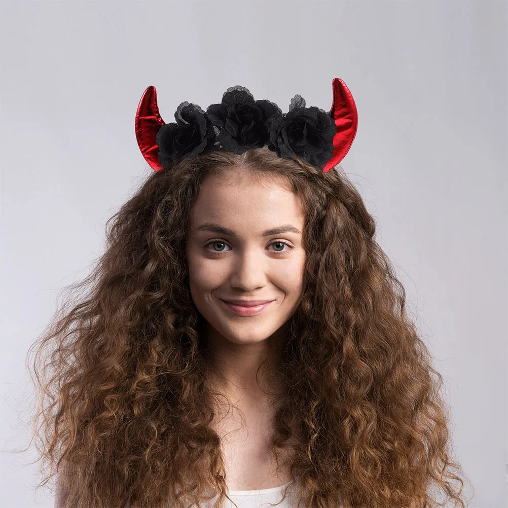 

2pcs Horn Headband Halloween Costume Accessory Comfortable Material Flexible Design Unique Hair Hoop Party Dress Up