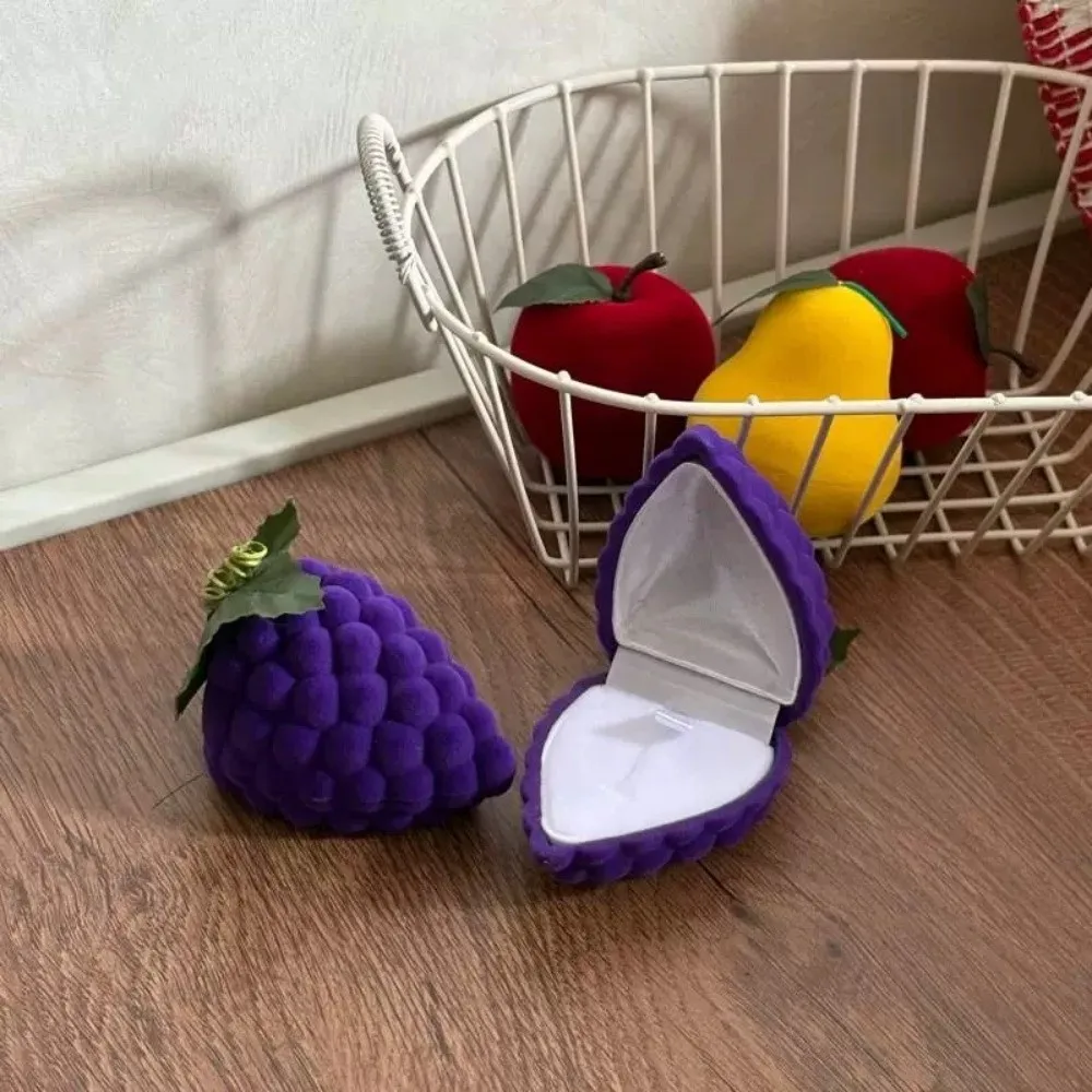 

Storage Anti-collision Cherry Necklace Organizer Grape Strawberry Fruit Ring Box Orange Peach Flocked Jewelry Box Propose