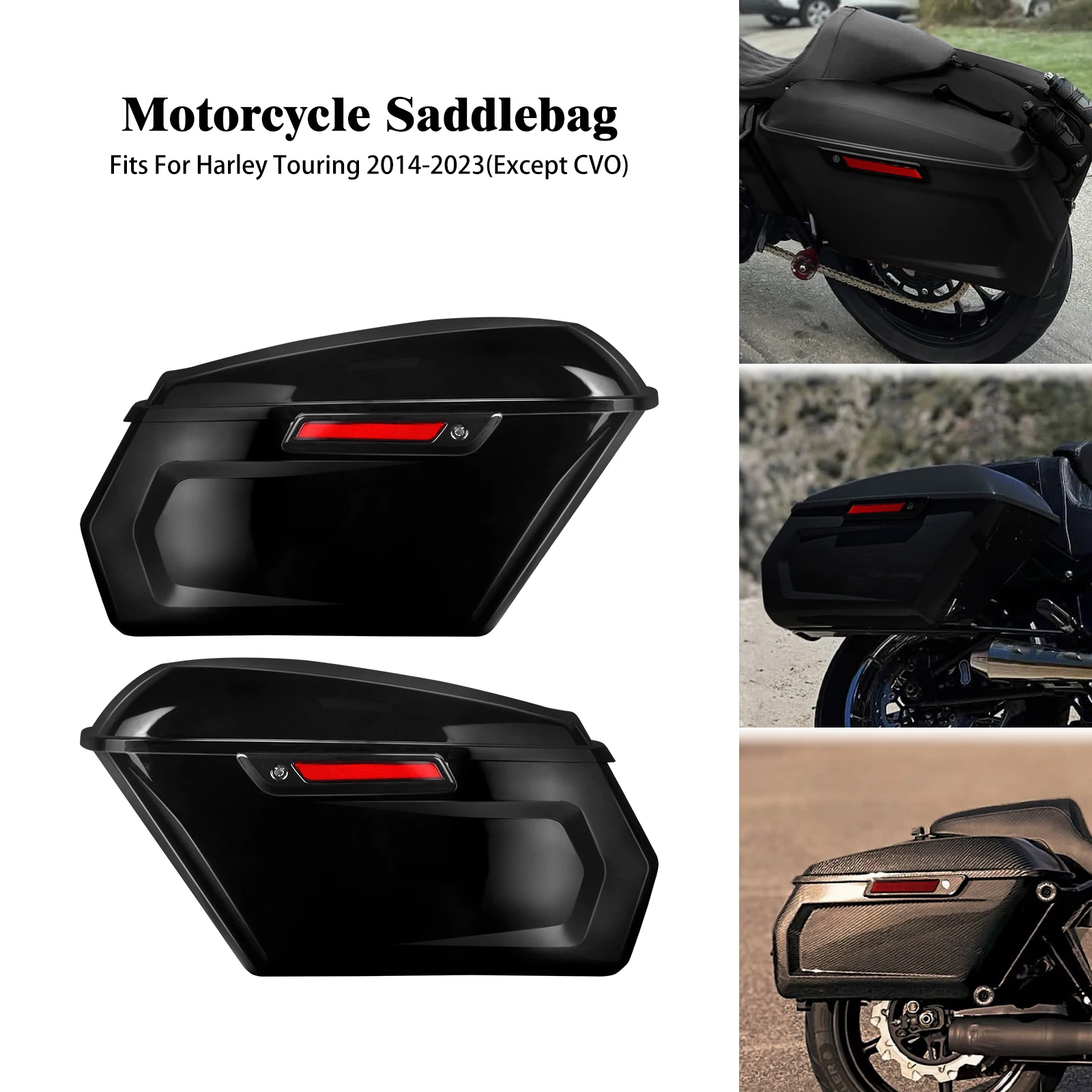Motorcycle Saddlebags Trunk Luggage Cutting Design Hard Bag For Harley Touring Road King FLHR Street Electra Glide FLHTK 2014-23