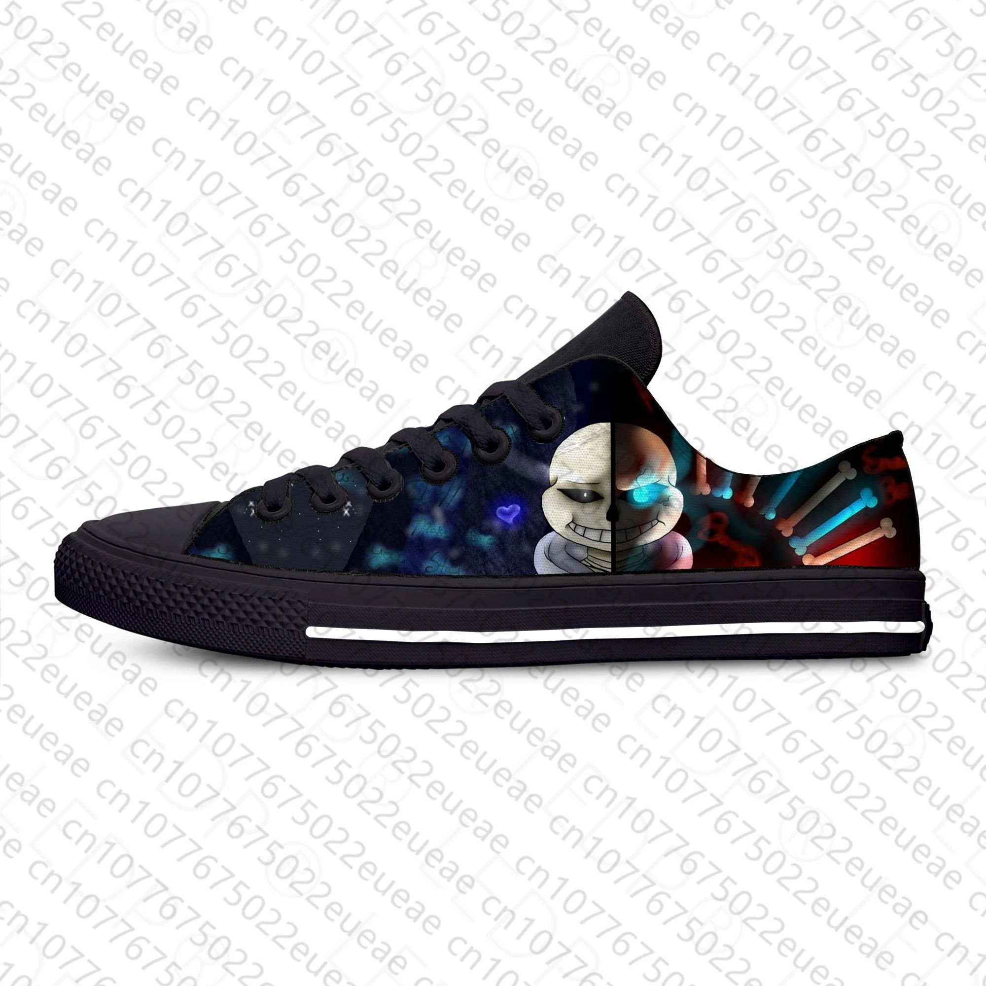 Cartoon Undertale Sans Breathable Sneakers para homens e mulheres, Casual Cloth Shoes, Leve, Respirável, 3D Print, Cool Fashion, Engraçado