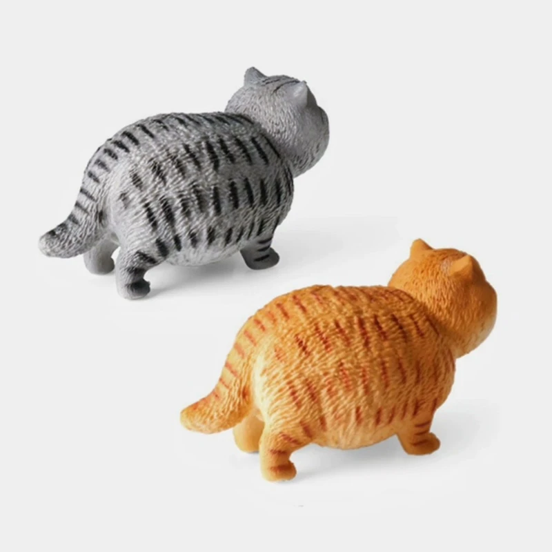 Solid animal fat cat model short-haired yellow cast grey cat desktop ornament home decoration