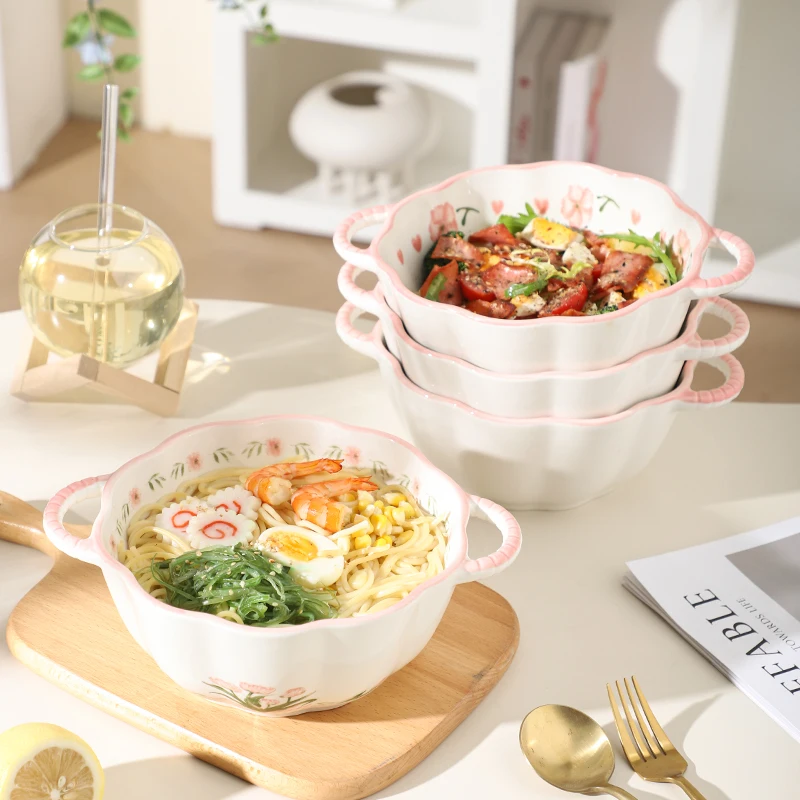 Große Cerc Unterglasur Porzellan Doppelohr Nudeln Suppenschüssel Haus Esstisch Utensilien Fre Sle Klare Suppenschüssel Student...