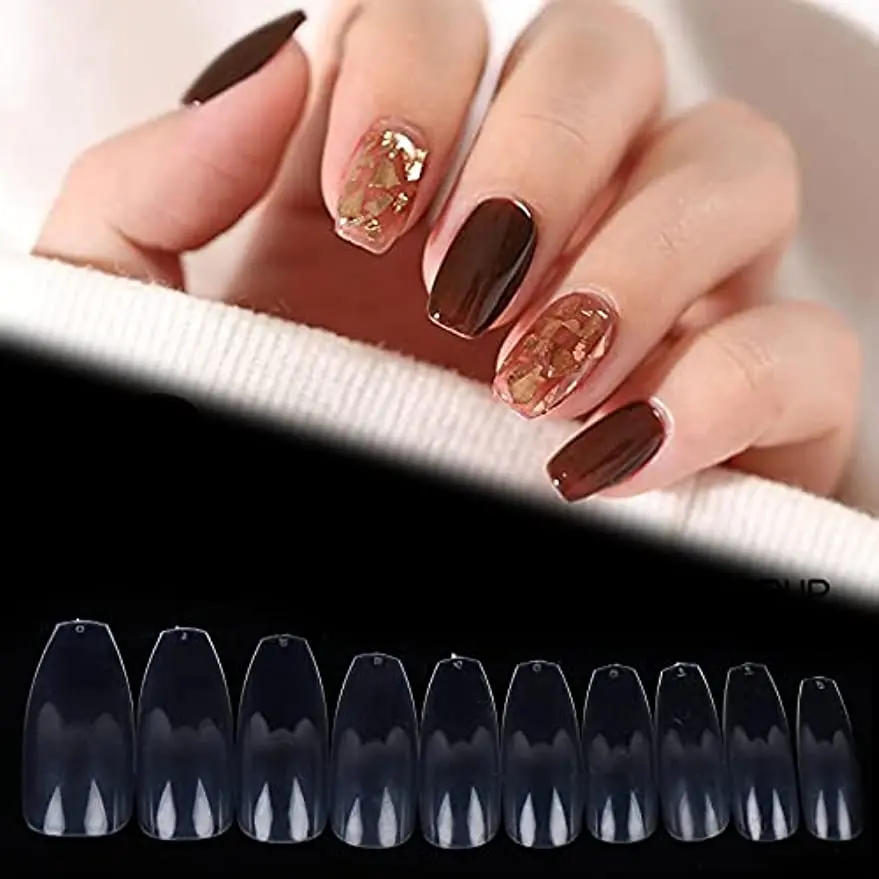 500pcs Ballerina Nail Coffin Tips Long Art Full Cover Nails Manicure Fake False