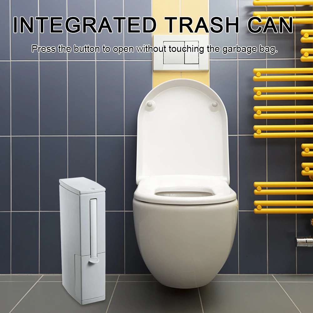 

Интегрированный набор: мусорное ведро и ершик для унитаза, прямоугольное мусорное ведро, набор ершиков для унитаза, открывание одной кнопкой с крышкой, аксессуары для ванной комнаты