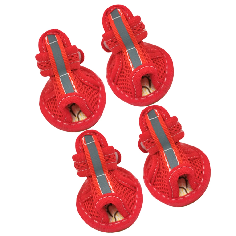 

4 Pcs Protector Pet Sandals Dog Shoe Beef Tendon Bottom Mesh Cloth Shoes for Walking
