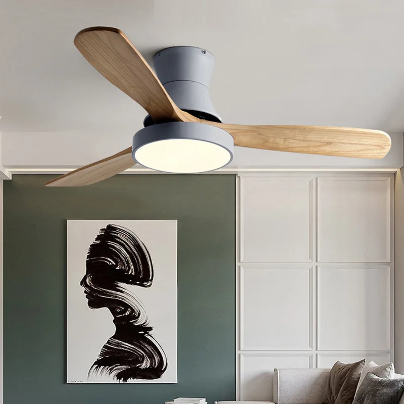 Hiện Đại Thông Minh Led Trần Có Đèn Điều Khiển Từ Xa Cho Ăn Phòng Khách Phòng Ngủ Gỗ Chắc Chắn Bắc Âu Quạt Đèn