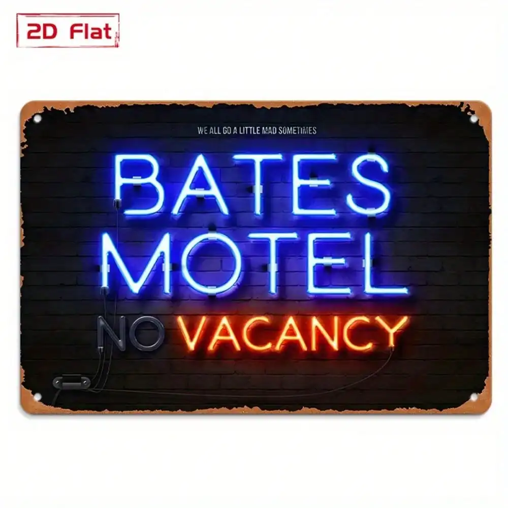 CIFBUY Metal Wall Art Bates Motel No Vacancy Sign Vintage Neon Style Hanging Decor For Outdoor Holiday Home