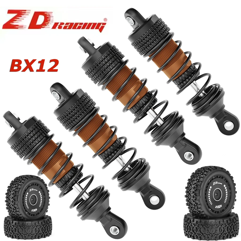 1/12 RC Car Parts Front Rear Tires Rubber Tires Shock Absorber Shockproof Damper For ZD Racing BX12 Remote Control Off-Road Car