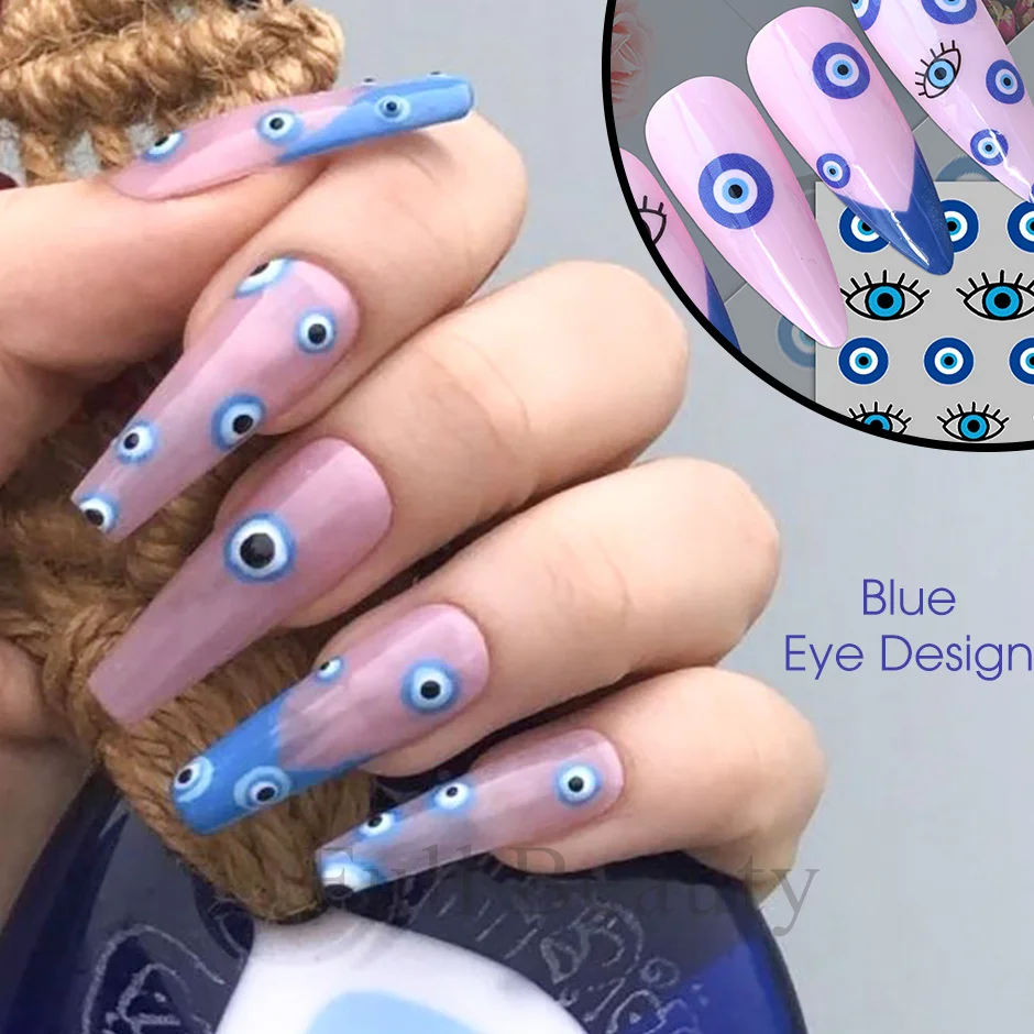 3D Blue Eye Design Naklejki na paznokcie Evil Eye Naklejki do zdobienia paznokci Akcesoria do manicure Letnie marmurowe tatuaże Folie