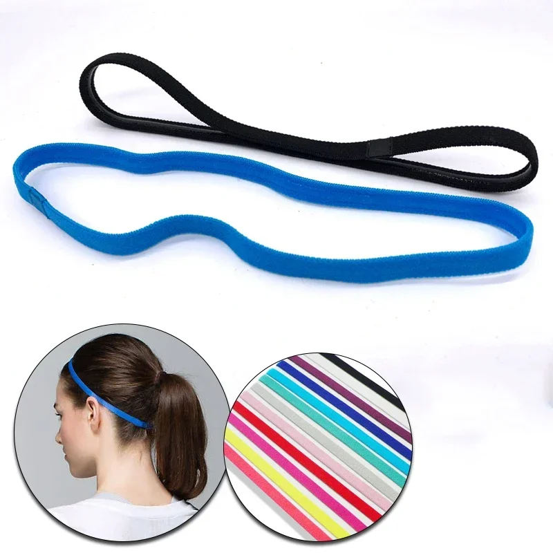 2pcs Elastic Absorbent Sweat Bands Yoga Running Fitness Headband Thin Sports Women Men Hair Bands Anti-slip Hair Accessories