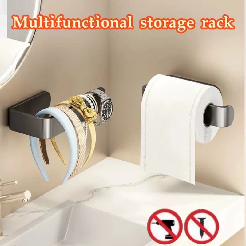 Wandmontierter Toilettenpapier- und Frischhaltefolienhalter für Küche und Bad Multifunktionales Aufbewahrungsregal