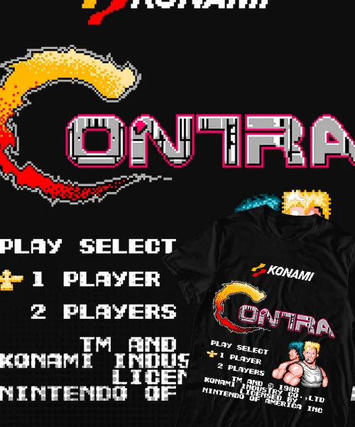 Camiseta unisex Contra videogame 80’S Konami Cotton anime T-shirt