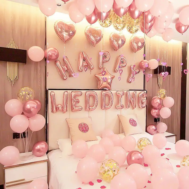 pink-romantic-wedding-room-arrangement-decorative-balloon-creative-proposal-supplies-decorative-balloon-set