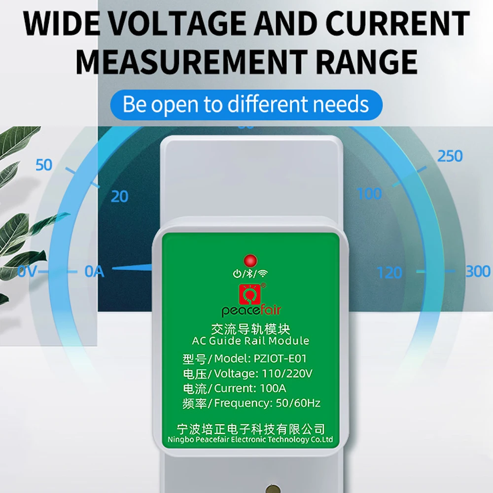 Tuya WiFi Single Phase Electricity Meter 35mm DIN Rail Installation Voltage Current Meter Wattmeter BT Connection APP Control