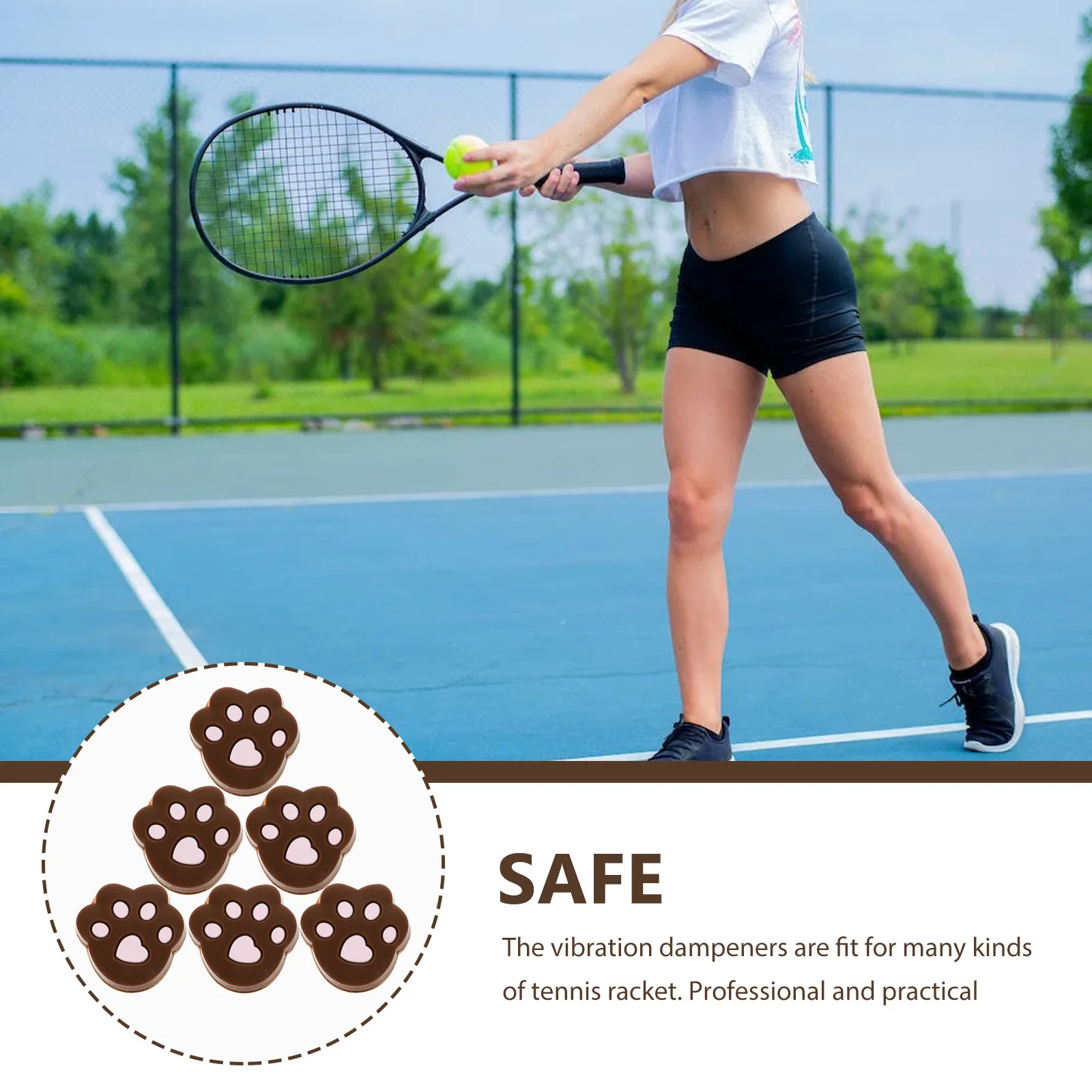 6Pcs Tennis Racket Rubber Dampeners Cartoon Shock Absorbers Improve Tennis Accessories Rubber Racket Damper