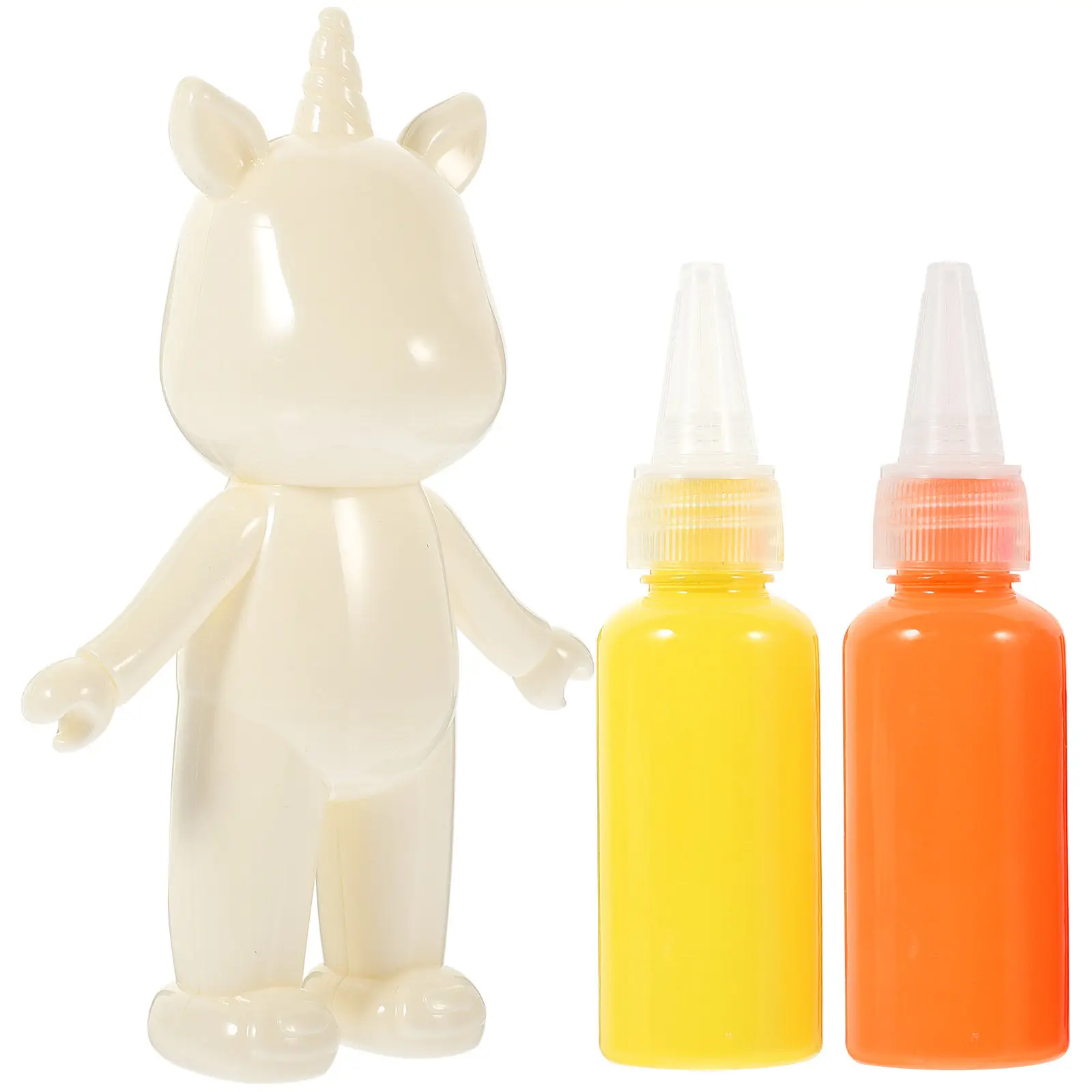 1Set Unpainted Unicorn Shaped Plastic Ornament 16Cm DIY Graffiti Art Craft Set for Children Educational Creativity Festival