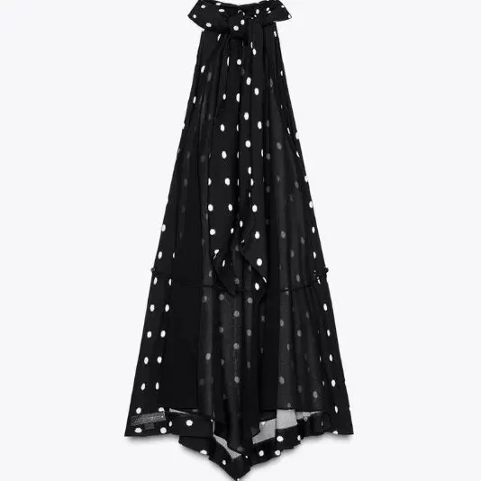 

Новая летняя модная женская юбка-трапеция с высокой талией из полиэфирного волокна, с открытой спиной, на бретельках, с молнией, для прогулок по городу