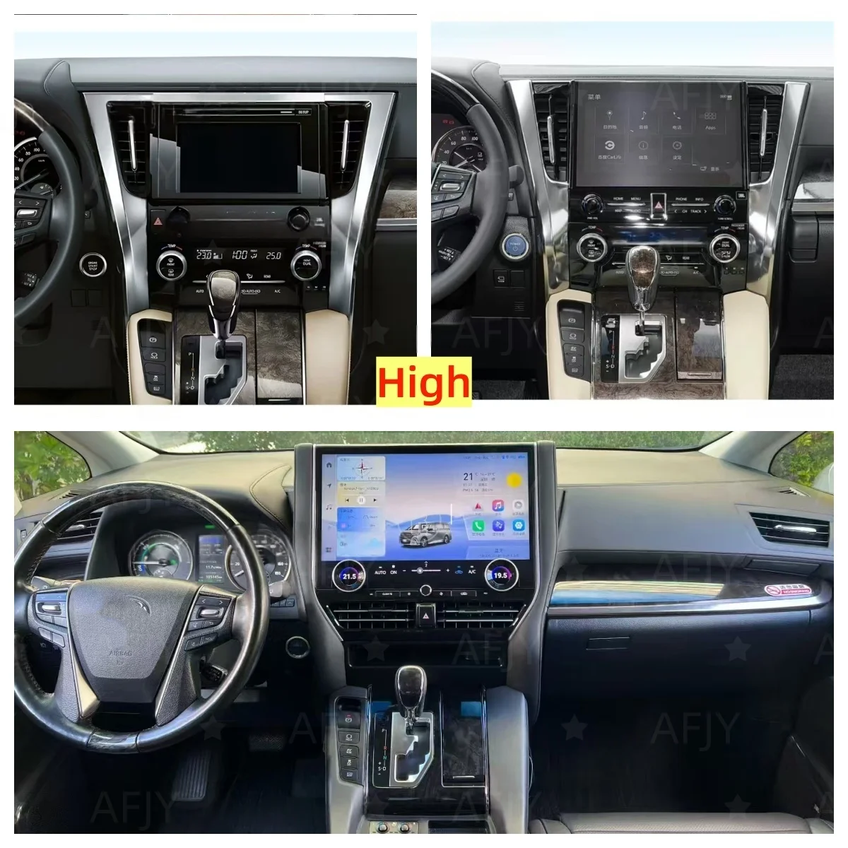 JY Android Carplay Car Radio For Toyota Alphard 30 35 40 Series 2015-2021 Stereo Player Multimedia GPS Navigation Tape Recorder