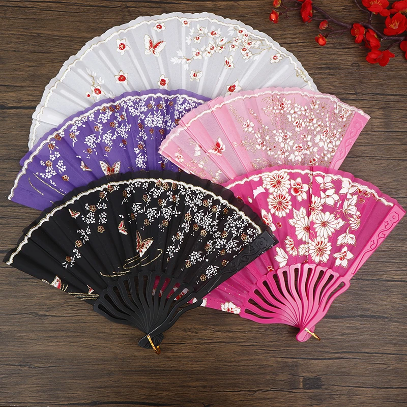 Plum Blossom Folding Fan Classical Dancing Fan Women Cheongsam Fan Portable Hand Held Fan Party Wedding Chinese Fan Gifts Decor