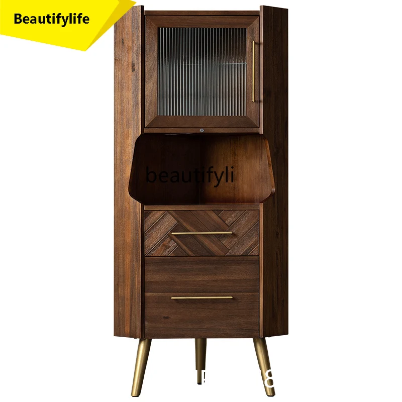 

A38 Ретро угловой шкаф из цельного дерева, современный минималистичный настенный угловой шкаф, скандинавский шкаф для хранения, треугольная витрина, винный шкаф