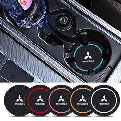 2pcs Car Coaster Water Cup Slot Non-Slip Pad Emblem For Mitsubishi Lancer 9 EX Outlander 3 ASX L200 Auto Interior Accessories