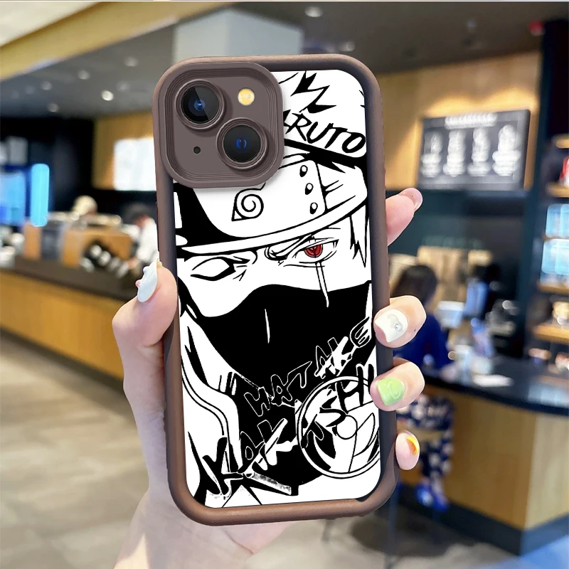 N-NARUTO Kakashi Phone Case For iPhone 15 14 13 12 11 Pro Max 15 14 Plus X XS Max 8 7 6 Cartoon Non-Slip Soft iPhone Back Covers