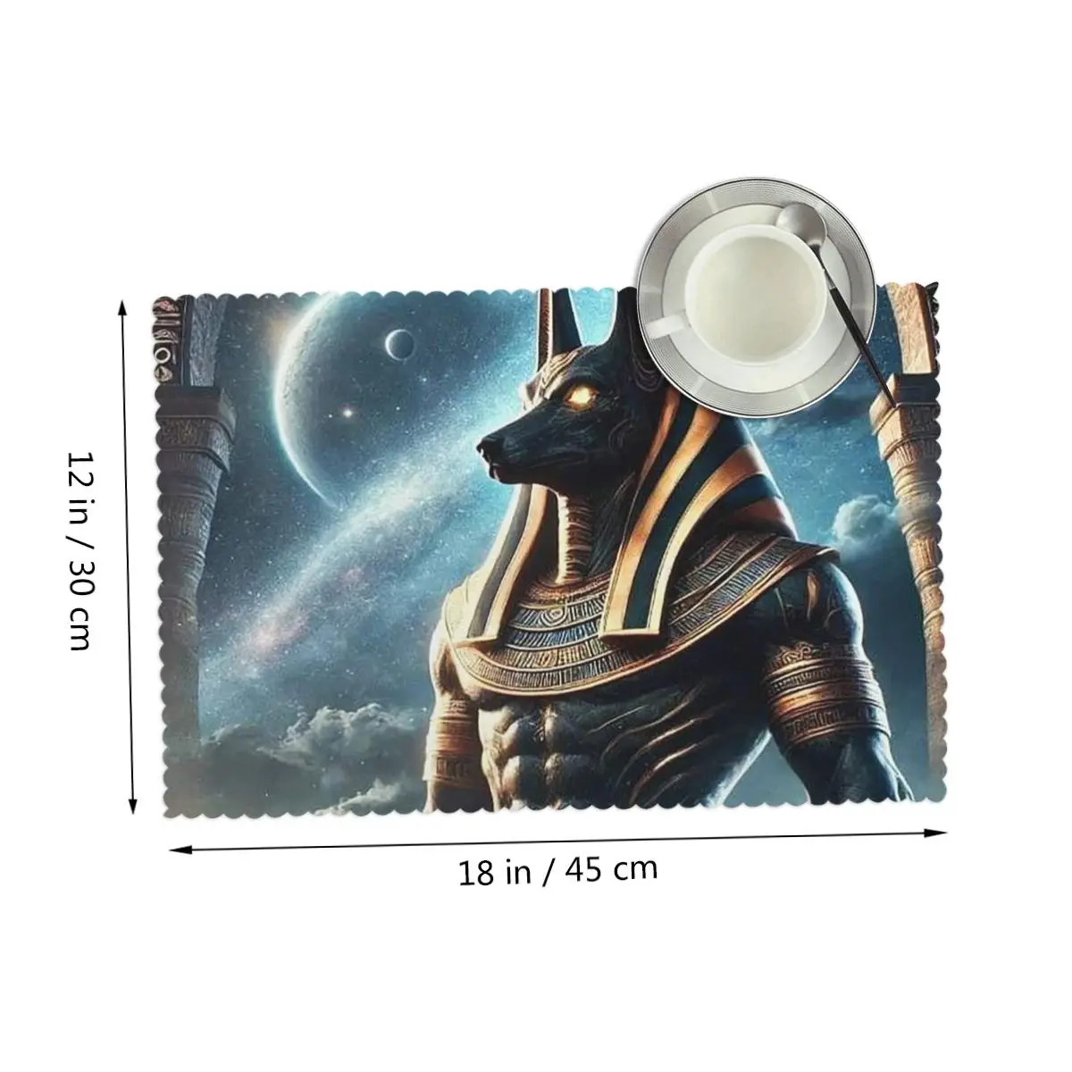 Egyptian God Anubis Art Placemat Non-Slip Plate Mat for Dining Table Bowl Coaster Home Decor Absorbent Mats