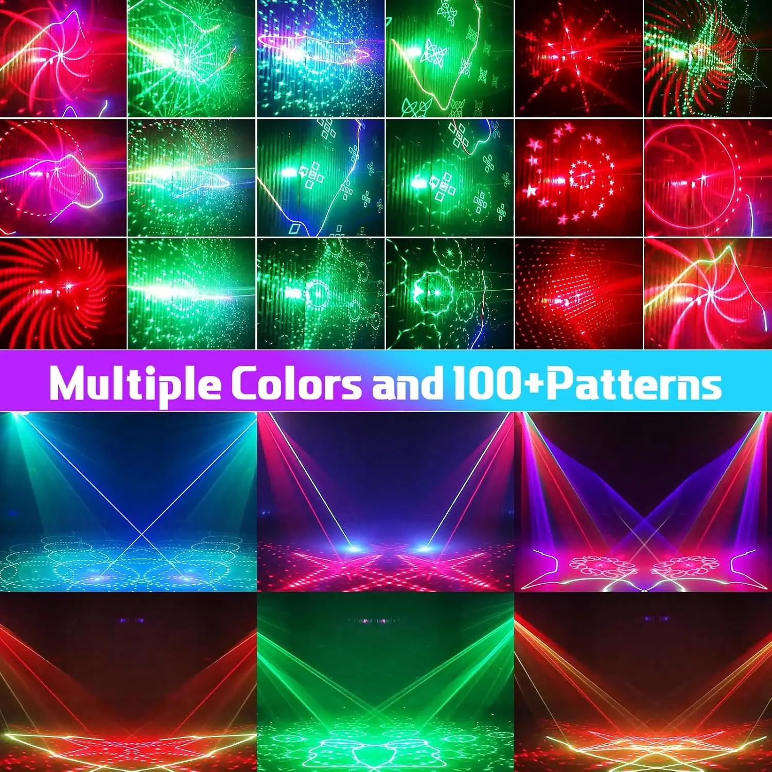 أضواء المسرح WUZSTAR-DMX، ليزر الديسكو، ضوء نادي DJ Party Light، تأثير شعاع RGBW للحفلات، شريط عيد الميلاد، العرض المباشر، 4 في 1