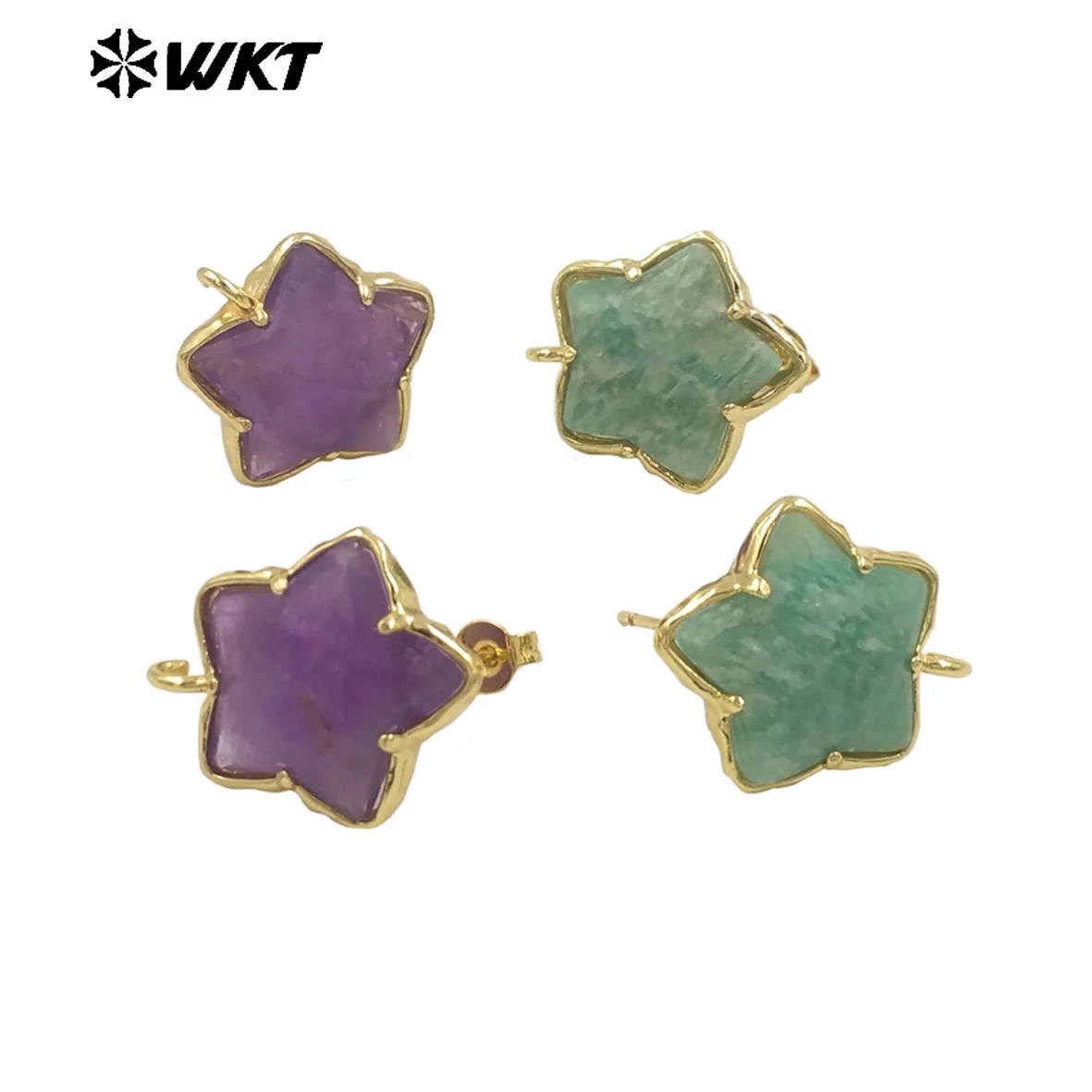 

WT- EHP100 Exquisite Ladies Studs Natural Gemstones Star Shape With Gold Plated Tiny Women Earrings Jewelry Gift High Quality
