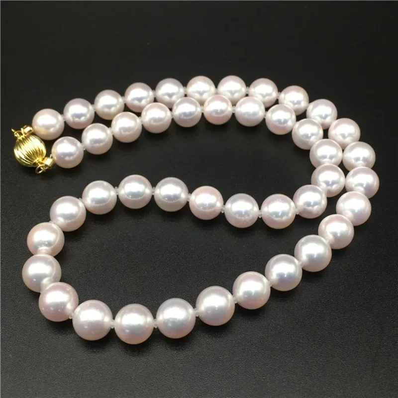 White Pearl Necklace 9-10mm Jewelry Gift for Women, Wedding & Party
