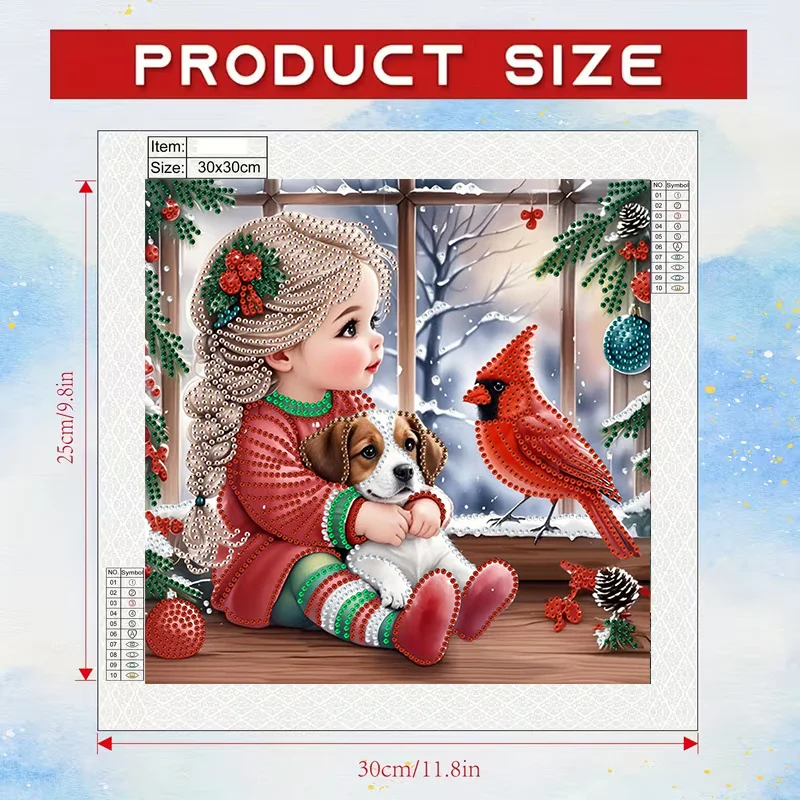 Winter Girl and Dog Diamond Painting DIY Set (Round Diamond/Drip Diamond) - High definition canvas handmade artwork, complete se view 2