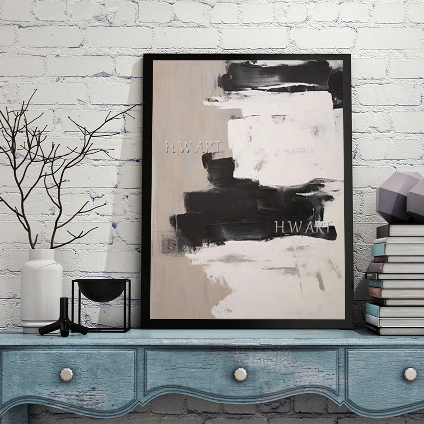 

Canvas Artwork, Frameless, Abstract Black White Textured Art Wall, Modern Design Oil Paintings, Office Decoration Picture