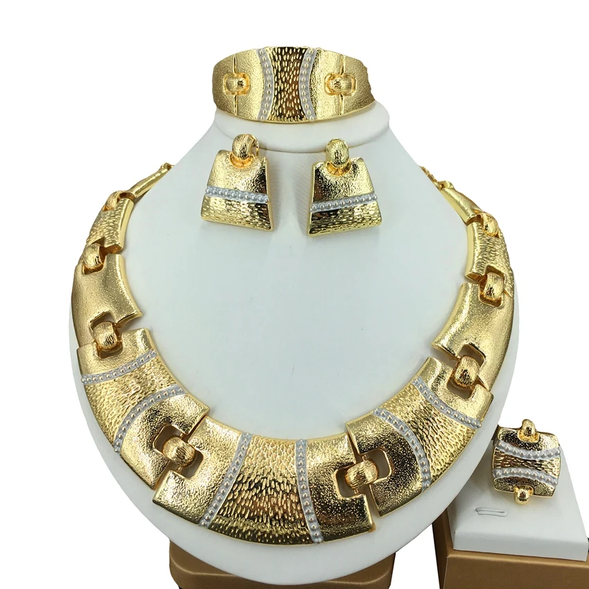 Big Italian Gold Plated Huggie Style Bold Jewelry Sets For Women FHK14774