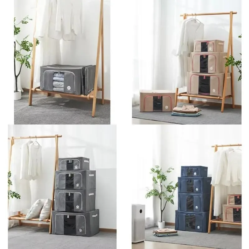 Foldable Oxford Cloth Clothes Storage Box Large Capacity Dustproof Washable Durable Household Wardrobe Organizer 24L