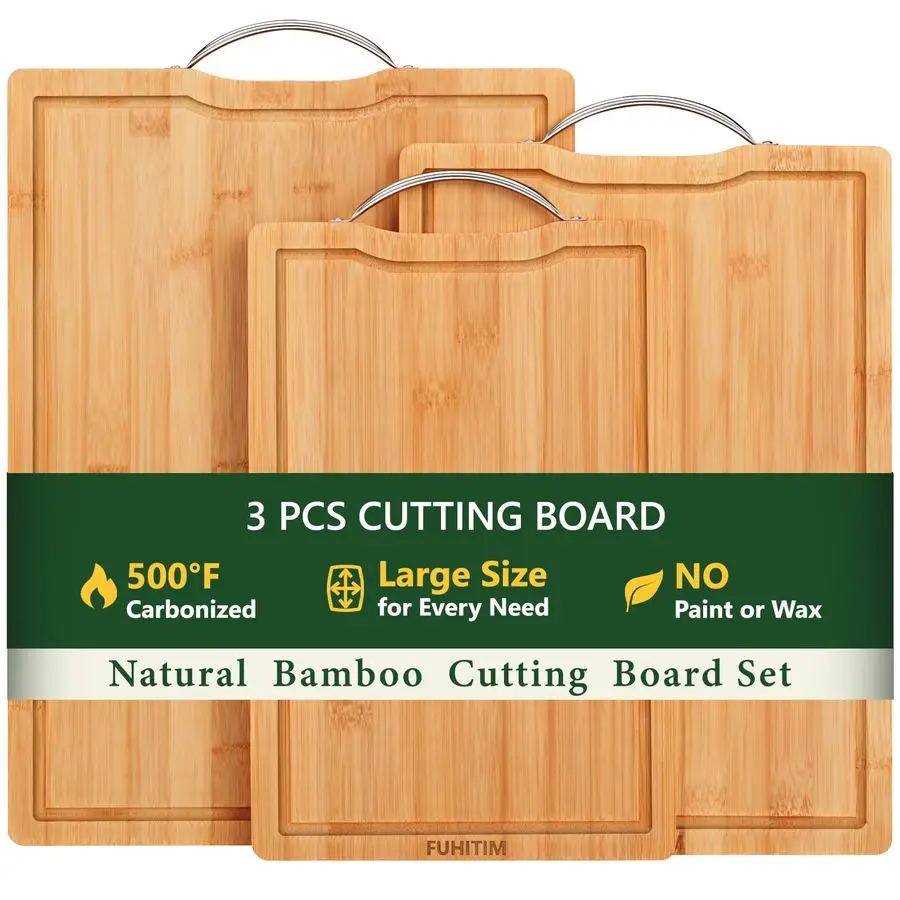 

Cutting Board, Wooden Cutting Boards for Kitchen with Double Sided Deep Juice Grooves amp Wide Handle, Ideal Charcuterie amp Cho